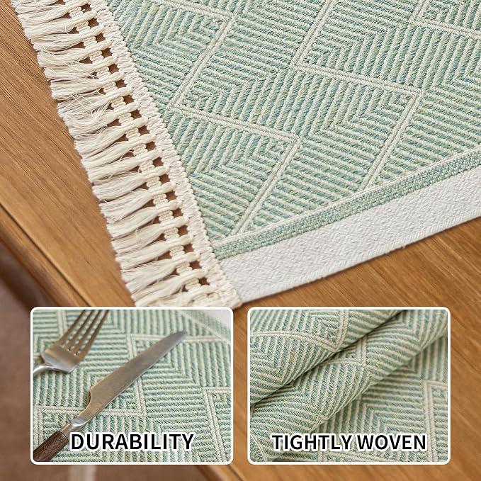 14x18 Geometric Placemats Waterproof Boho Table Mats Tassels | Tired of messy - Image 3