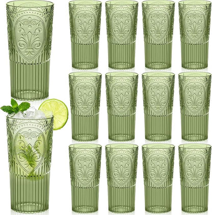 Wiwiqing 20oz Vintage Plastic Ribbed Tumblers Set of 12, Baby Shower, Birthday by Wiwiqing