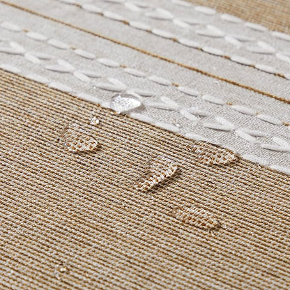 ZeeMart Contrast Linen Table Cloth Square Table Cloths 52x52 Inch Mid-Stripe Brown, Farmhouse Style Heavy Weight Beige Tablecloth, Water Resistant Burlap Tablecloths