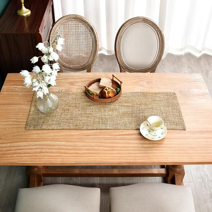 NEWISHER Reversible Double Layer Table Runner Faux Linen Fabric, 13x36inch | - Image 7