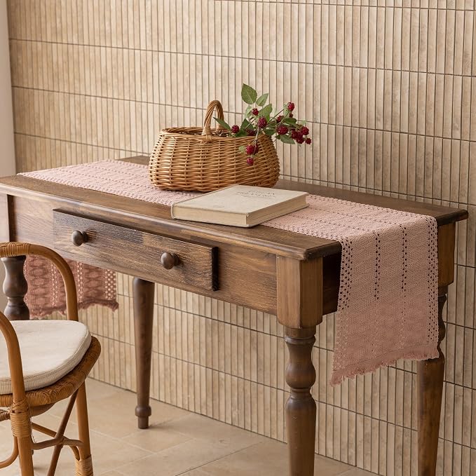 Keketoarrange Boho Macrame Table Runner 12x72 Inch | Woven Burlap Rustic Runner - Image 6