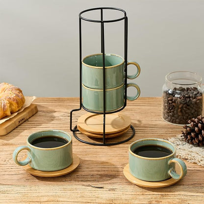 LUKA 6 Ounce Porcelain Stackable Espresso Cups - Image 6