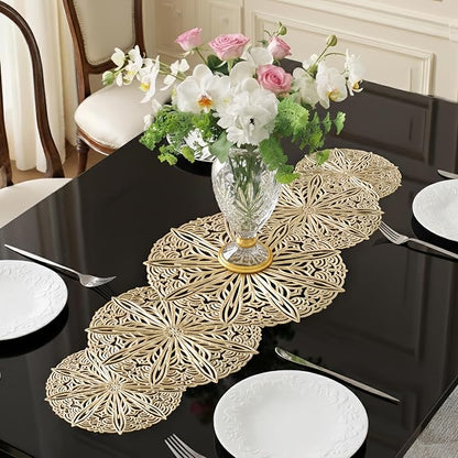 FAVE Gold Small Table Runner 36 Inch Dresser Vinyl Runner | Heat Resistant by FAVE