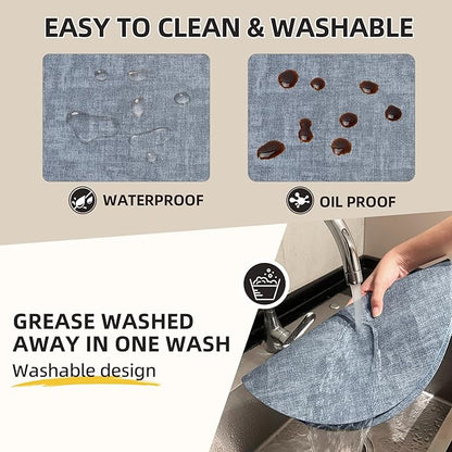 15 inch Faux Leather Round Placemats Set of 6 Non-Slip Washable Wipeable Table Mats, Heat Resistant Waterproof Oilproof Blue Place Mats for Kitchen, Dining, Party, Indoor, Outdoor