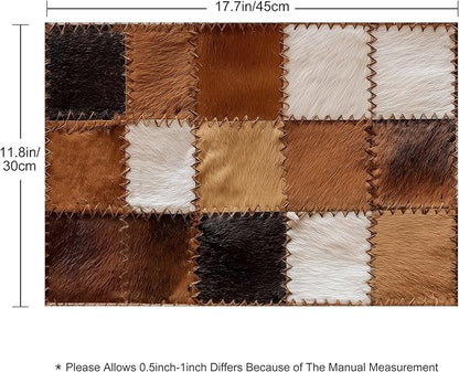 Cowhide Placemats Set of 4 Washable Table Place Mats for Dining Kitchen Party Decor