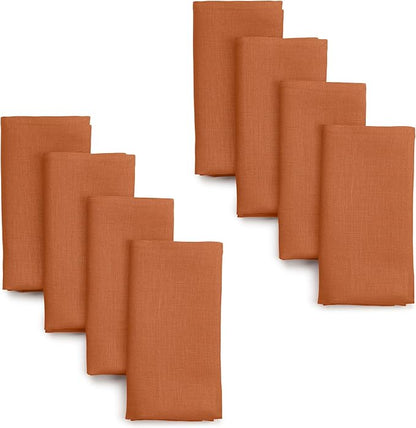 D'Moksha Homes Rust Linen Napkins 18 x 18 Inch - 100% Pure Linen Cloth Washable Dinner Napkins Set of 8 for Spring, Easter