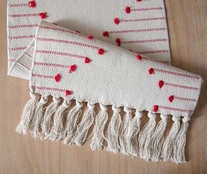 Christmas Table Runner 13 x 108 Inch Long Natural Cotton Woven Runner - Image 5