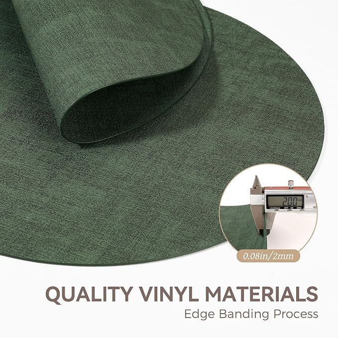 13" Round Placemats Set of 8, Reversible Faux Leather Heat Resistant Table Mats - Image 5