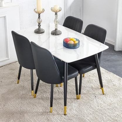 Black Dining Table Set for 4, Dining Room Table Set for 4, Sintered Stone Kitchen Table Top and Modern Chairs Set of 4 for Kitchen Dining Room, Small Space