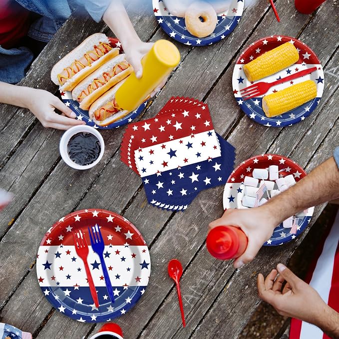 96 Pieces Patriotic Tableware Set Party Supplies - Image 4