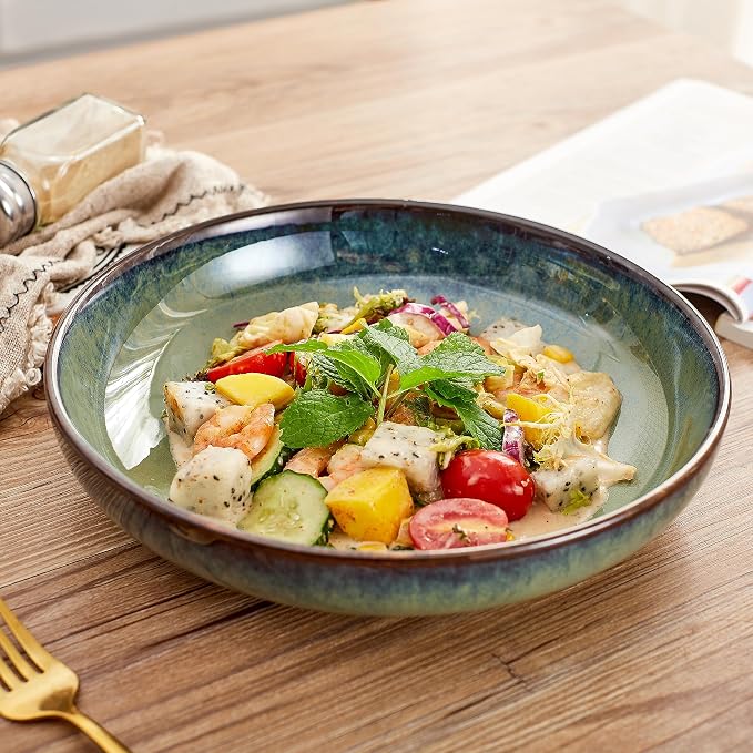 Transmutation Glaze Serving Pasta Bowl, 10 inch Ceramic Wide Salad Bowls - Image 9