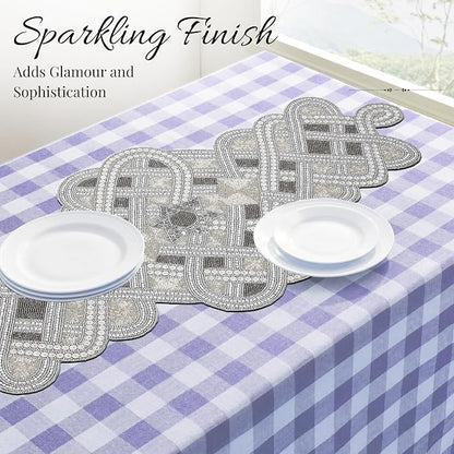 Handmade Beaded Table Runner 13 x 36 Inch, Elegant Dining Table Centerpiece - Image 9
