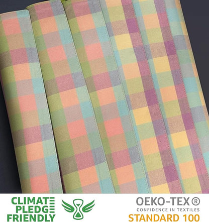 Urban Villa Easter Placemats100% Cotton Fused Table Placemats 14''x 20'' Over Sized Set of 6 Easter Colors Buffalo Check Plaid for Every Day Use Parties Celebrations Heavier Quality