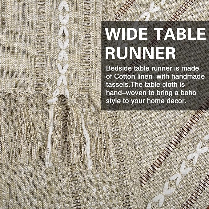 Bedside Table Runner 15.7 x 36 inches, Rustic Linen Small Coffee Table Cover - Image 4