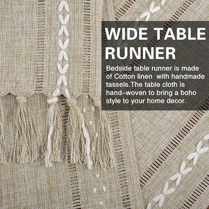 Bedside Table Runner 15.7 x 36 inches, Rustic Linen Small Coffee Table Cover - Image 4