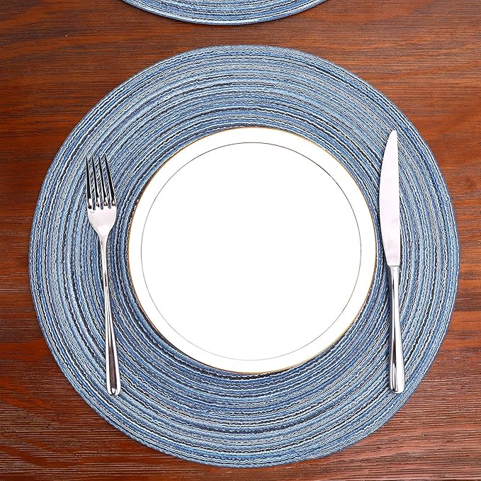 SHACOS Round Braided Placemats Set of 6 Circle Place Mats Kitchen Table Mats - Image 2