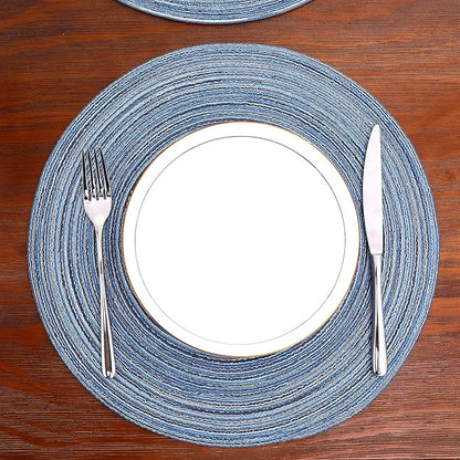 SHACOS Round Braided Placemats Set of 6 Circle Place Mats Kitchen Table Mats - Image 2