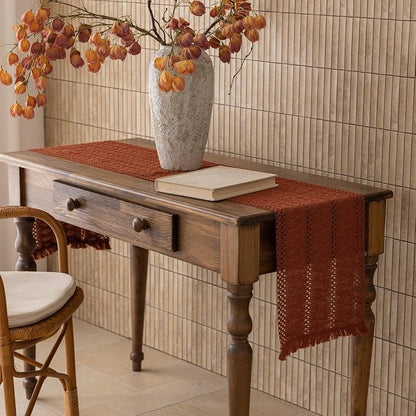 Fall Thanksgiving Boho Macrame Table Runner 12x36 Inch | Woven Burlap Rustic - Image 4