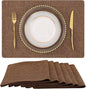 homing Cotton Linen Placemats Set of 6, Cloth Washable Farmhouse Dining Table Mats for Indoors & Outdoors, Easy to Clean, Brown, 13 x 19 Inch