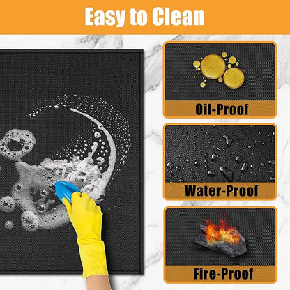 Extra Large Heat Resistant Mat for Countertop, 24 x 78in Fireproof Silicone Mats for Kitchen Counter, Easy to Clean Countertop Protector Mat for Air Fryer, Coffee Maker, Toaster, Oven, Black