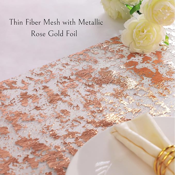 Snowkingdom Rose Gold Table Runner 11 Inch x 100 Feet Glitter Sequin Metallic - Image 3