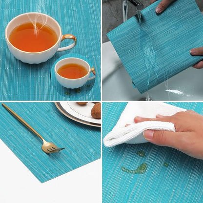 SHACOS Placemats Set of 8 Woven Vinyl Place Mats - Image 7