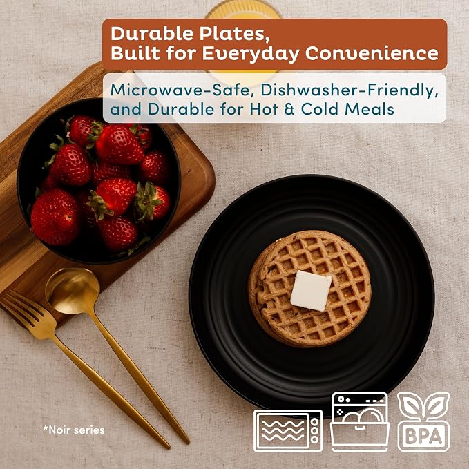 8-Pack Reusable Wheat Straw Plates Set - Image 3