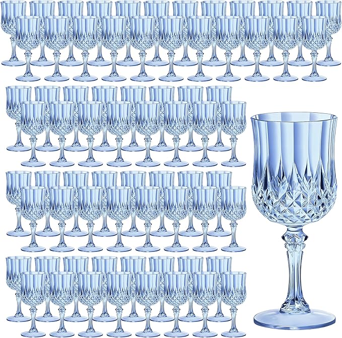 7OZ Plastic Wine Glasses, Reusable Vintage Goblets Unbreakable Drinking Glasses by Unknown