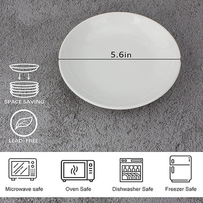 20 Piece Ceramic Appetizer Plates, 5.6 Inch Small Dessert Plates Set, White Round Plates for Bread, Butter, Snack, Lightweight Dinnerware Saucer Sets - Ivory, Oven, Microwave & Dishwasher Safe