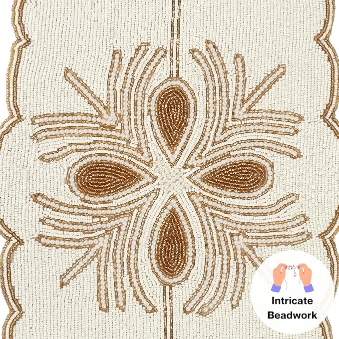 Beaded Table Runner, 13x36 in, polyester back, artisan-crafted, dining & - Image 9