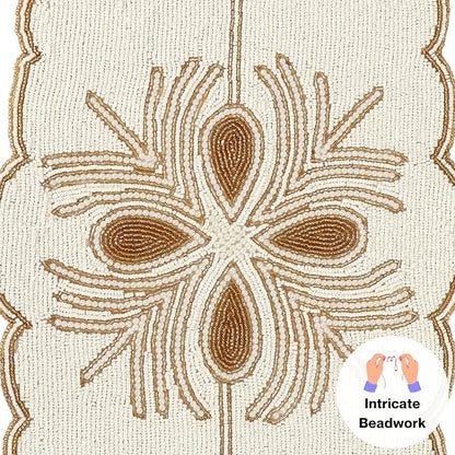 Beaded Table Runner, 13x36 in, polyester back, artisan-crafted, dining & - Image 9