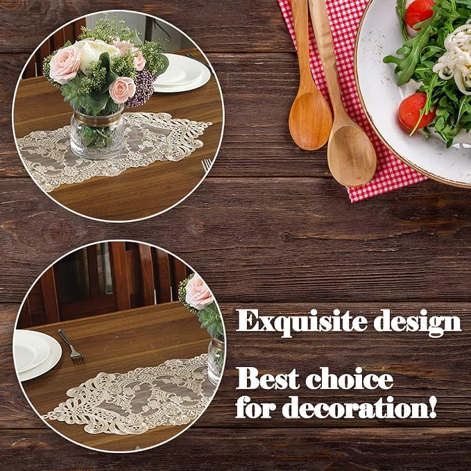 Lace Table Runner Dresser Scarf, Macrame Floral Embroidered Vintage Exquisite - Image 6