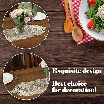Lace Table Runner Dresser Scarf, Macrame Floral Embroidered Vintage Exquisite - Image 6
