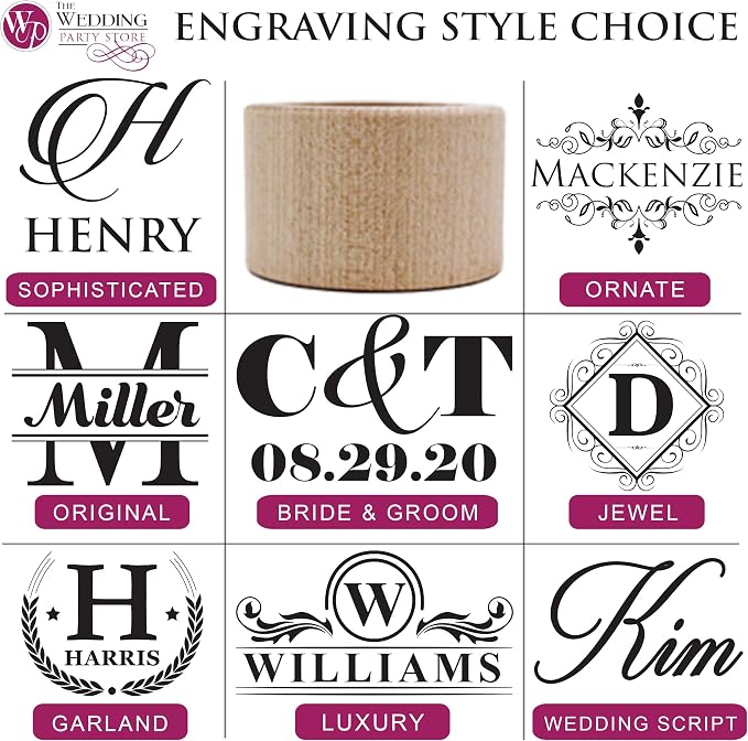 The Wedding Party Store Custom Personalized Wood Napkin Rings - Image 6