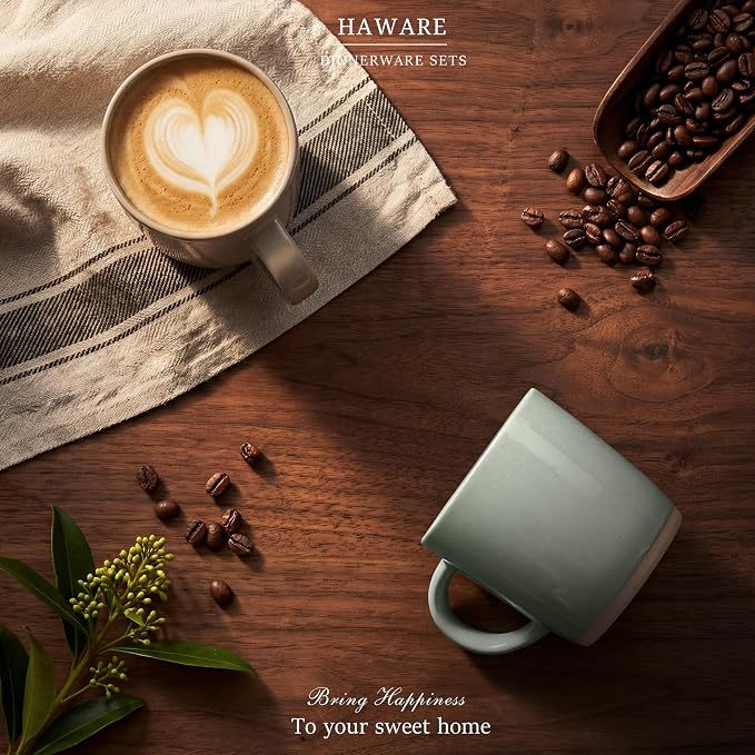 HaWare 13OZ Coffee Mugs Set of 6, Stoneware Coffee Cups, Ceramic Latte Mug - Image 7