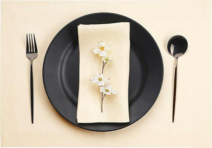 D'Moksha Homes Linen Vanilla Cream Placemats Set of 4-100% Pure Linen Placemats 14 x 19 Inch for Spring, Easter - Handcrafted and Machine Washable