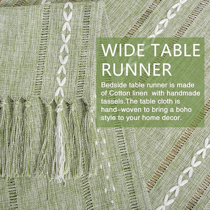 Boho Table Runner Short 15.7 x 36 inch, Spring Sage Green Coffee Table Cover - Image 4