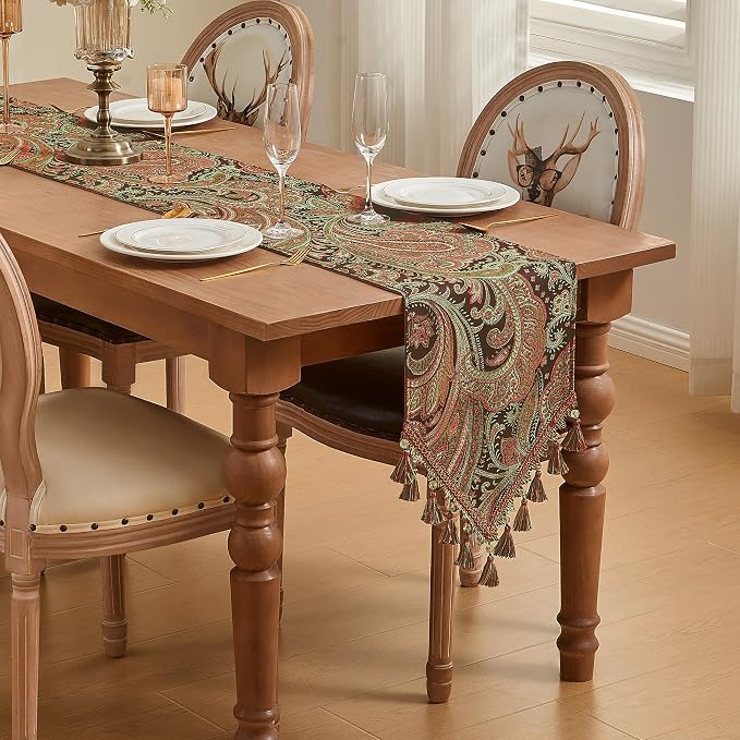 Loom and Mill Vintage Paisley Jacquard Table Runner 13x72 inch - Image 7
