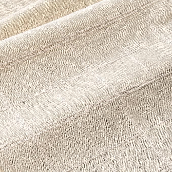 Linen Checked Placemats Set of 4, Ivory Rustic Place Mats 12x18 Inch | Raised - Image 2