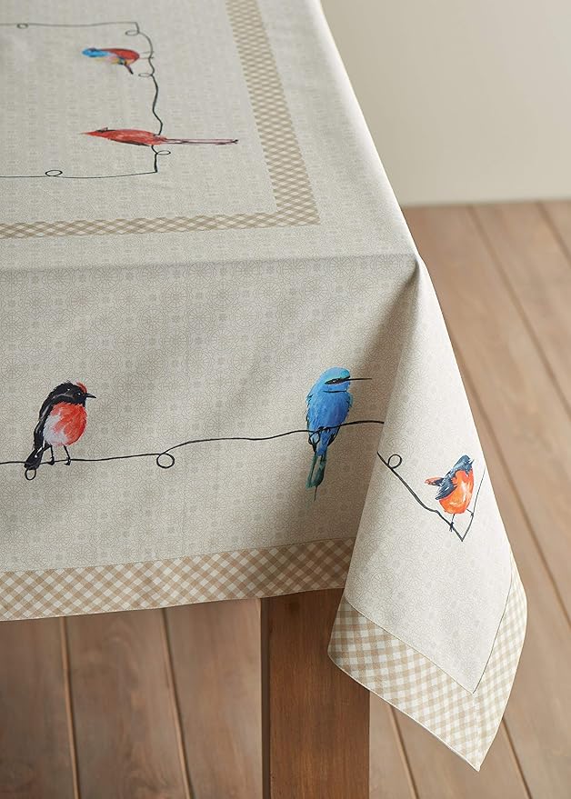 Maison d' Hermine Birdies On Wire 100% Cotton Tablecloth 54 - inch by 72 - inch.