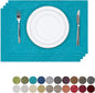 Kevin Textile Set of 4 Placemats Heat Resistant Dining Table Place Mats Kitchen Table Mats, Peacock Blue, 13"x19"