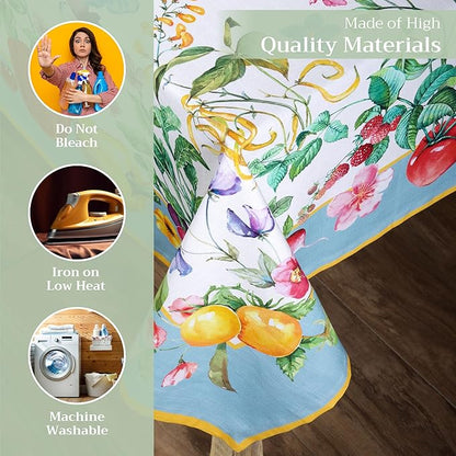 Maison d' Hermine Table Cloth Rectangle Table 100% Cotton 54 x 72 Inches Tablecloth Reusable Decorative for Dining Room Farmhouse Home Valentines Day Decorations Spring Summer - Giverny