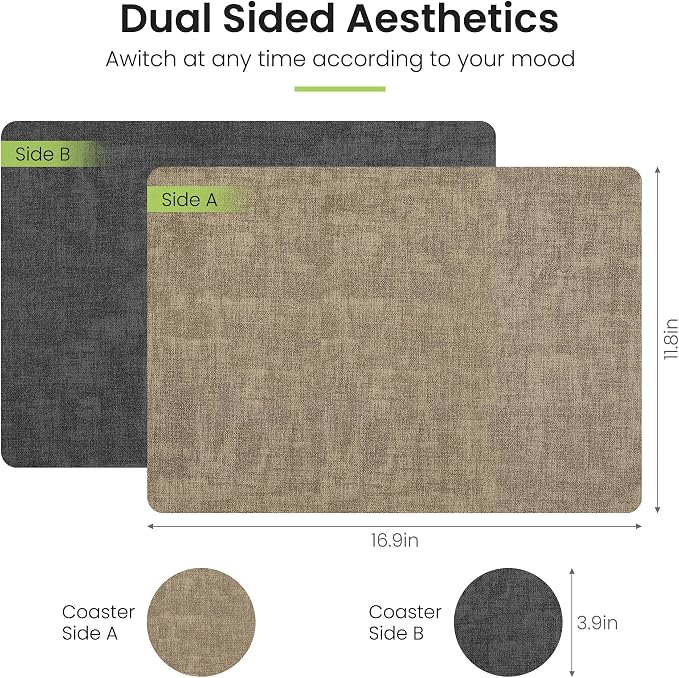 Fyvva Placemats Set of 6 Wipeable Reversible Faux Leather - Image 2