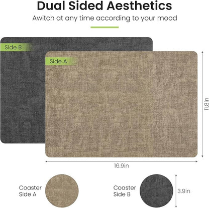 Fyvva Placemats Set of 6 Wipeable Reversible Faux Leather - Image 2