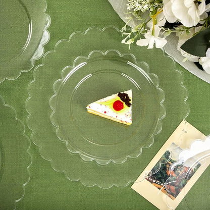 100Pcs Clear Scalloped Plastic Plates - Image 7