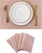 Home Brilliant Placemats Set of 6 Pink Apricot Table Place Mats for Women Wedding Valentines Decoration Blush Placemats Washable Place Mats for Dining Kitchen Restaurant Table, Pink