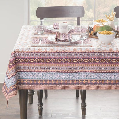 Maison d' Hermine Table Cloth Square Table 100% Cotton 60 x 60 Inches Fall Tablecloth Reusable Everyday Use for Thanksgiving Christmas Decorations Dining Farmhouse Party (Fair Isle)
