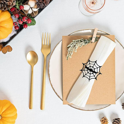 20Pcs Halloween Spider Web Napkin Rings and Devil's Hand Napkin Ring,Metal Spooky Napkin Holder Serviette Buckle Party Supplies for Halloween Dinning Table Costume