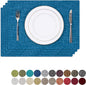 Kevin Textile Table Mats Set of 4 Heat Resistant Washable Placemats for Parties Buffet Dinner, 13 x 19 inches, Navy Blue