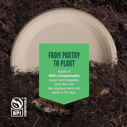 Paper Plates, 100% Compostable Heavy Duty, Disposable 7 Inch, Small Dessert Plate - [125-Pack] Eco-Friendly, Biodegradable Bagasse Natural Brown 7" Small Plates - (PFAS-Free) - (BPI Certified)